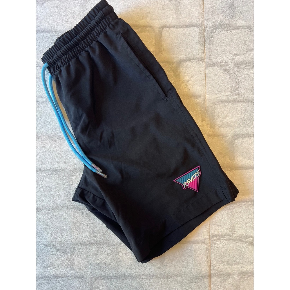 RSVLTS Kids Black Swim Trunks Retro Logo Board Shorts Large